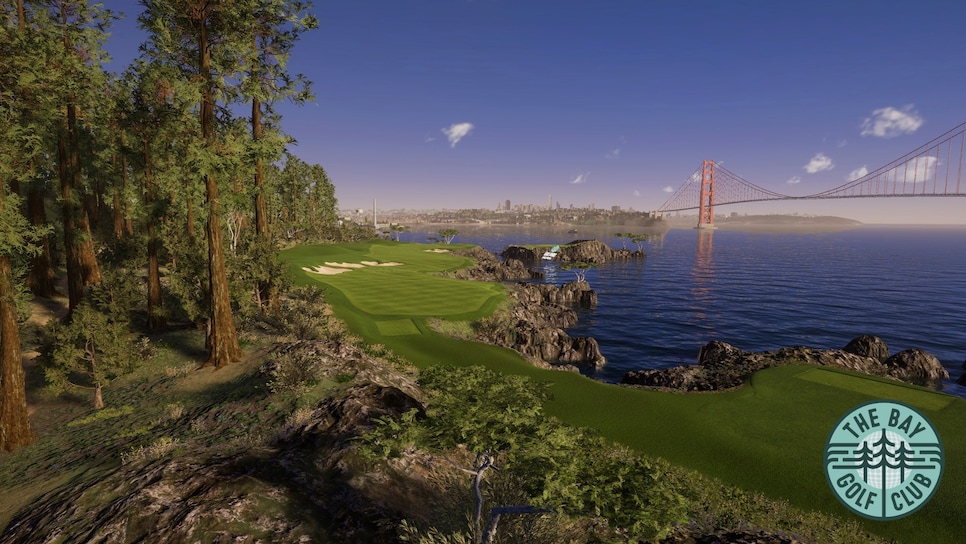 TGL's Bay Golf Club hole features the Golden Gate Bridge.